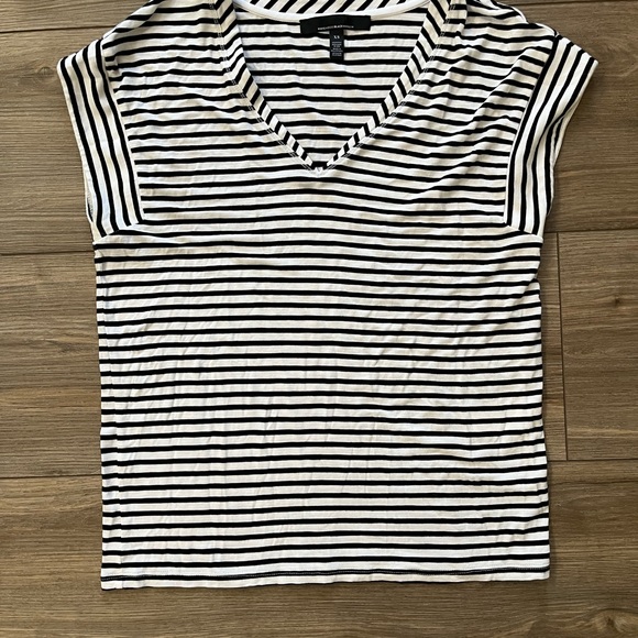 White House Black Market Set of 2 Black and Striped Tees Womens XS - Picture 2 of 12